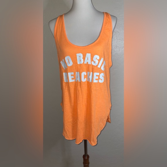 🎉HP🎉NWOT Victoria’s Secret Pink “No Basic Beaches” Orange Long Tank Size L🧡 - Picture 4 of 7